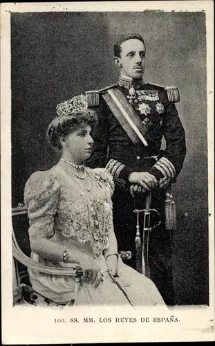 Ak El Rey Alfonso XIII, König Alfons XIII von Spanien, Victoria Eugenie von Battenberg
