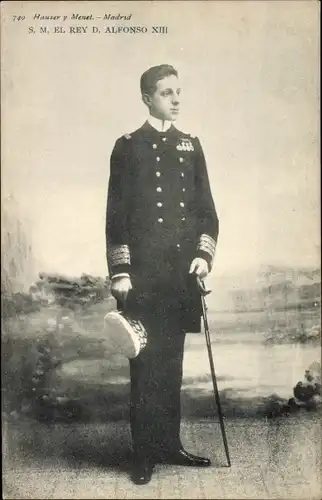 Ak SM El Rey D. Alfonso XIII, König Alfons XIII. von Spanien in Uniform