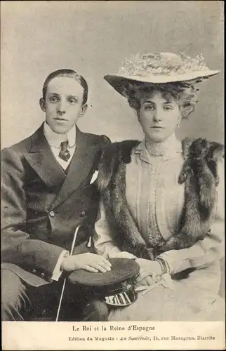 Ak SM El Rey D. Alfonso XIII, König Alfons XIII., Reina, Königin Victoria Eugenie