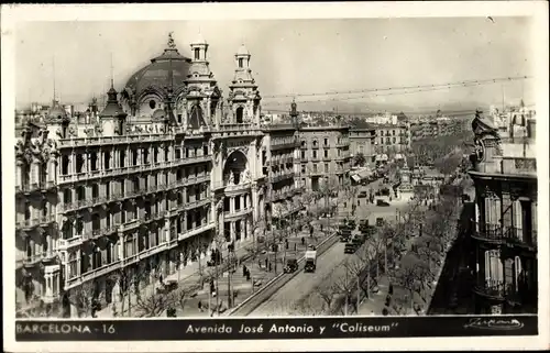 Ak Barcelona Katalonien Spanien, Avenida José Antonio y Coliseum