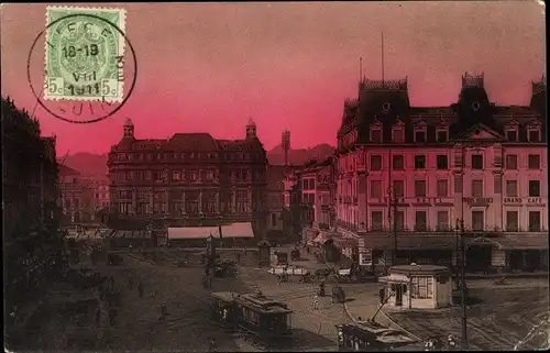 Ak Liège Lüttich Wallonien, Places verte et St. Lambert, Straßenbahnen