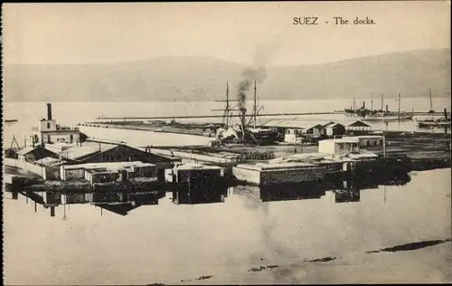 Ak Suez Ägypten, The docks