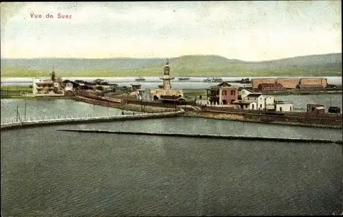 Ak Suez Ägypten, Stadtansicht