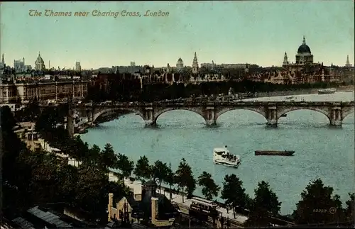 Ak London City England, The Thames near Charing Cross