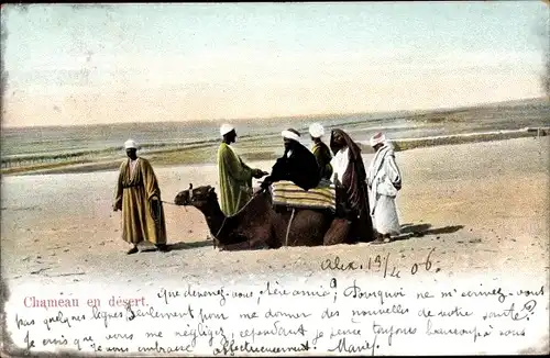 Ak Ägypten, Chameau en desert, Kamel, Ägypter