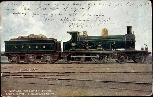 Ak Britische Eisenbahn, Dampflok, Express Passenger Engine, South Eastern & Chatham Railway