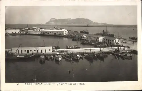 Ak Algeciras Andalusien, Puerto y Gibraltar al fondo