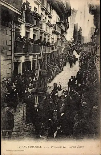 Ak Hondarribia Fuenterrabia Baskenland, La Procesion del Viernes Santo