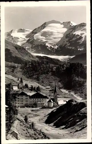 Ak Obergurgl Sölden in Tirol, Hotel Gurgl, Hotel Edelweiß, Kirche, Gletscher, Schalfkogel