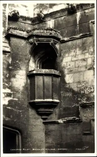 Ak Oxford Oxfordshire England, Canopied Pulpit, Magdalen College