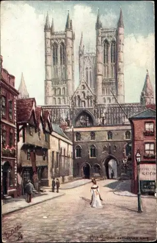 Ak Lincoln Lincolnshire England, Stadtansicht, Passanten