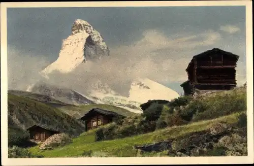Ak Zermatt Kanton Wallis, Winkelmatten und Matterhorn