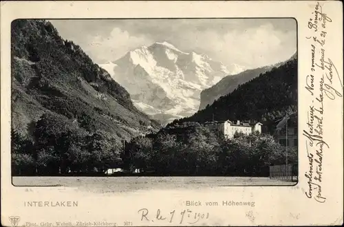Ak Interlaken Kanton Bern Schweiz, Blick vom Höhenweg
