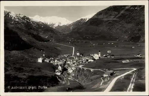 Ak Andermatt Kanton Uri, Gesamtansicht, gegen Furka