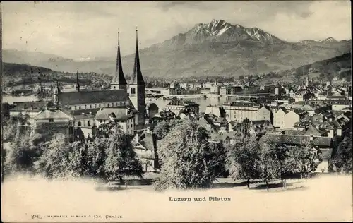 Ak Luzern Stadt Schweiz, Totale mit Pilatus