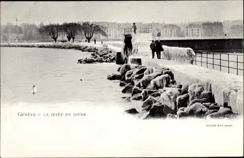 Ak Luzern Stadt Schweiz, La Jetée en hiver