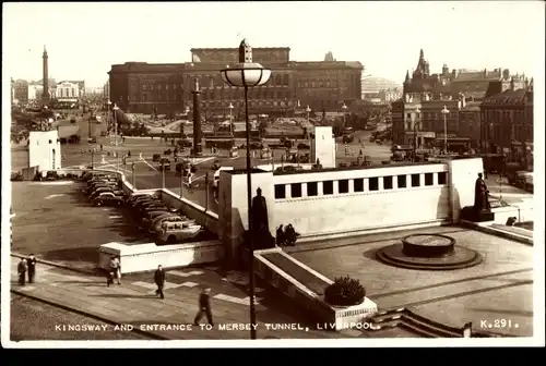Ak Liverpool Merseyside England, Kingsway and Entrance to Mersey Tunnel
