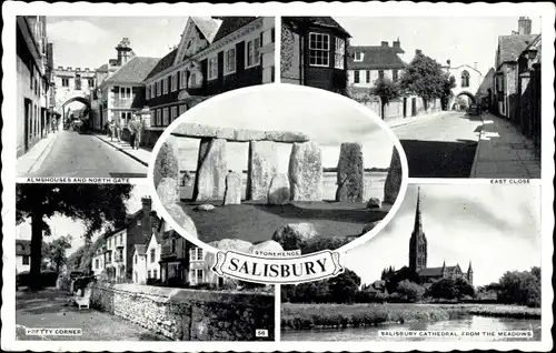 Ak Salisbury South West England, Almshouses and North Gate, Cathedral, Stonehenge