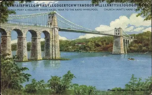 Ak Llanfairpwllgwyngyllgogerychwyrndrobwllllantysiliogogogoch Llanfairpwllgwyngyll Wales, Bridge