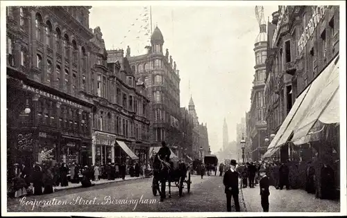 Ak Birmingham West Midlands England, Corporation Street
