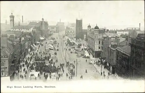 Ak Stockton on Tees Durham England, High Street looking North