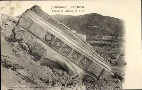 Ak Saint Pierre Martinique, Ruines de l'Eglise du Fort