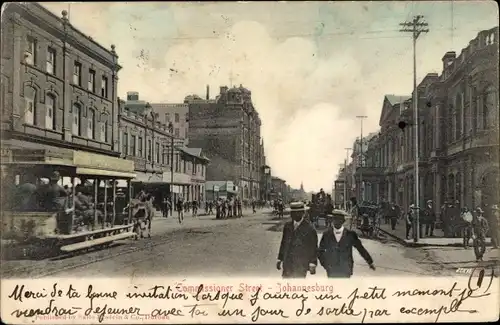 Ak Johannesburg Südafrika, Commissioner Street, Pferdebahn