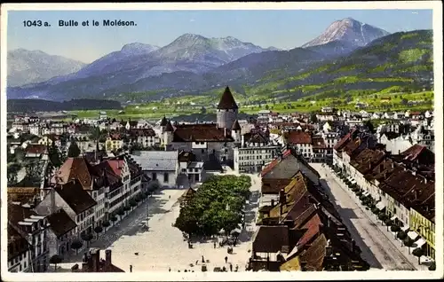 Ak Bulle Kanton Freiburg, Gesamtansicht mit Moleson