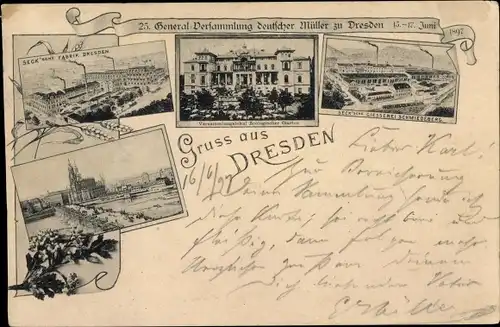 Ak Dresden, 25. General Versammlung deutscher Müller 1897, Gießerei Schmiedeberg, Seck'sche Fabrik