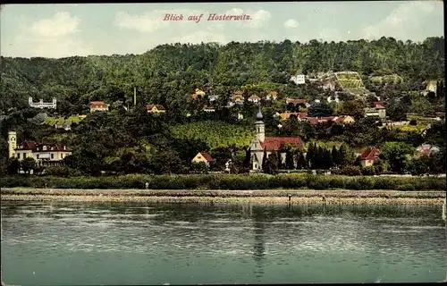 Ak Dresden Hosterwitz, Blick auf den Ort, Kirche