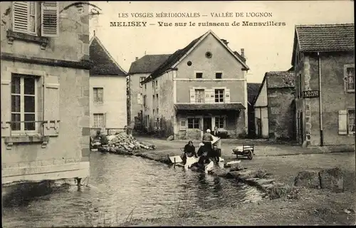 Ak Mélisey Haute Saône, Vue sur le ruisseau de Mansvillers