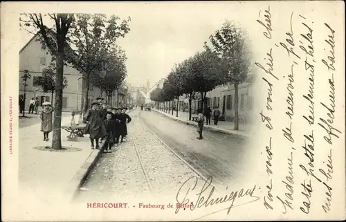 Ak Héricourt Haute Saône, Faubourg de Belfort