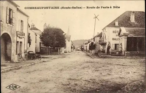 Ak Combeaufontaine Haute Saône, Route de Paris a Bale, Hotel