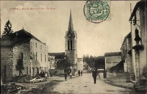 Ak Corre Haute Saône, Rue du Mont la Ville, La Poste