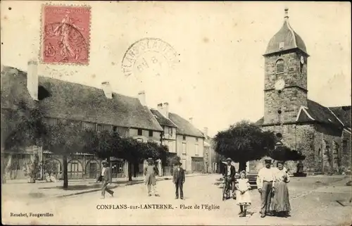 Ak Conflans sur Lanterne Haute Saône, Place de l'Eglise