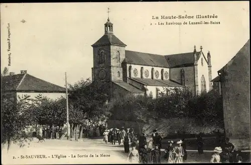Ak Saint Sauveur Haute Saône, L'Eglise, La Sortie de la Messe