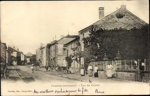 Ak Fontaine les Luxeuil Haute Saône, Rue du Centre