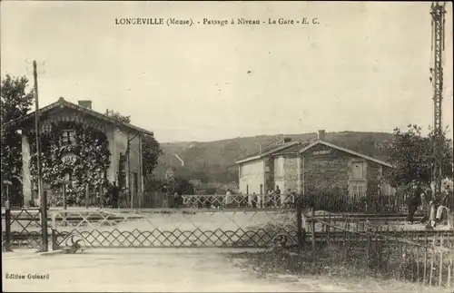 Ak Longeville Meuse, Passage a Niveau, La Gare