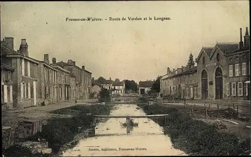 Ak Fresnes en Woëvre Meuse, Route de Verdun et le Longeau