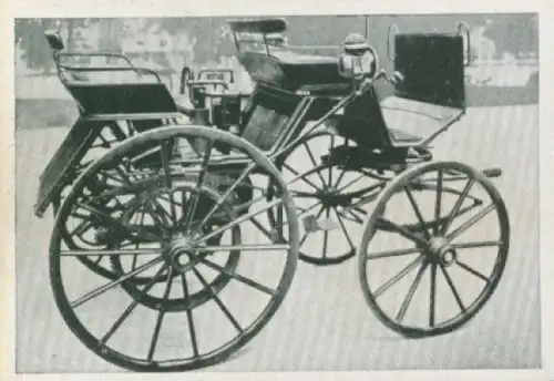 Sammelbild Das Kraftfahrzeug Nr. 9, Entwicklung des Kraftfahrzeuges, Daimler Wagen aus dem Jahr 1886