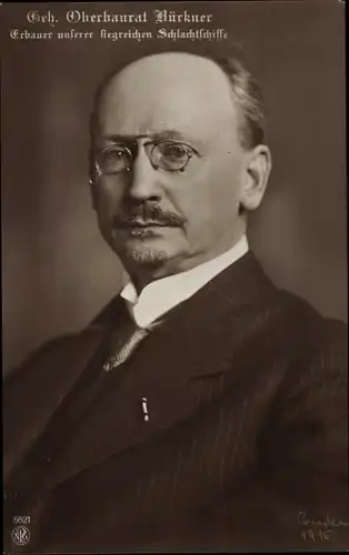 Ak Geh. Oberbaurat Hans Bürkner, Chefkonstrukteur der Kaiserlichen Marine, Portrait, NPG 5621