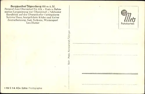 Ak Oberstdorf im Oberallgäu, Berggasthof Jägersberg, Panorama