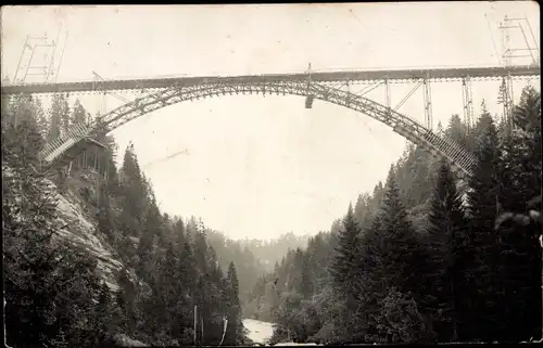 Foto Ak Brücke zu Schelsbach, Rohbau, Baustelle