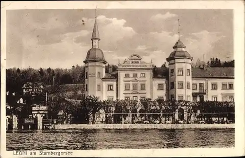 Ak Leoni Berg am Starnberger See Oberbayern, Hotel Pension Leoni, Uferpartie