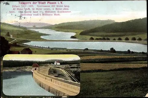 Ak Plauen im Vogtland, Talsperre, Fernblick