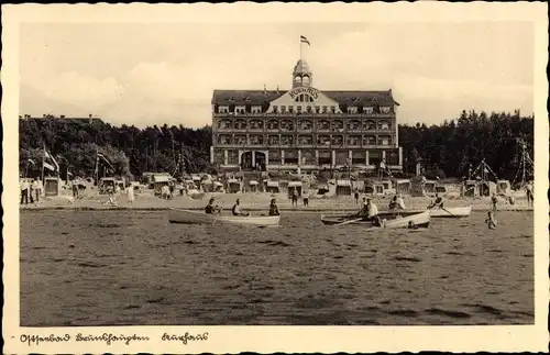 Ak Ostseebad Brunshaupten Kühlungsborn, Kurhaus, Boote, Badegäste