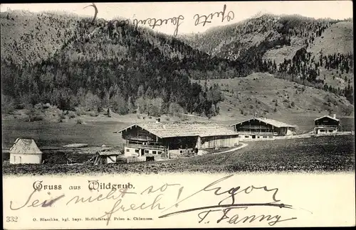 Ak Wildgrub Kiefersfelden, Teilansicht des Ortes in den Bergen