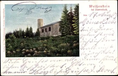 Ak Weißenstein Regen im Bayerischen Wald, Hütte im Wald, Turm