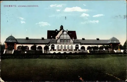 Ak Chemnitz Sachsen, Ansicht der Küchwaldschänke vom Feld aus