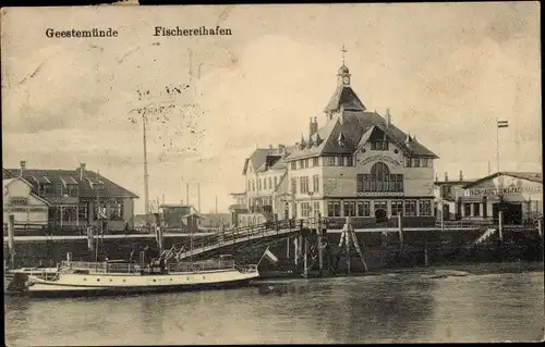 Ak Geestemünde Bremerhaven, Der Fischereihafen, Packhalle, Anleger